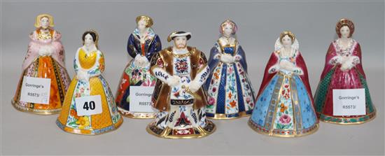A set of Royal Worcester Henry VIII and six wives candle extinguishers